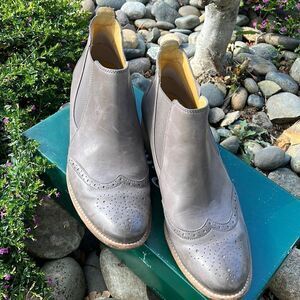 Paul Green JAY WINGTIP TRUFFEL(GRAY) LEATHER CHELSEA BOOTS, Size UK 7/US 9.5
